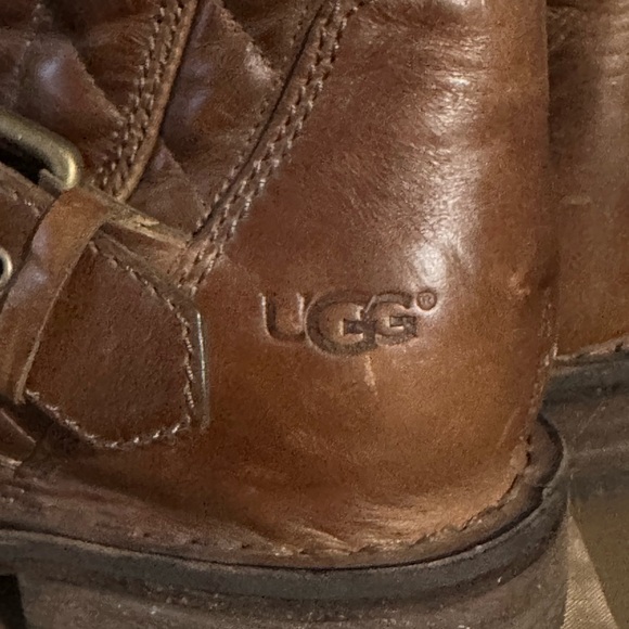 UGG Brown Leather Ankle Boots - Picture 3 of 7